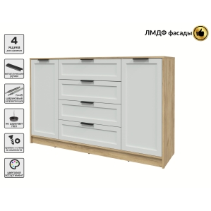 Тумба Тренд КТ-Т160 (Дуб золотой ЛДСП/ Грэй ЛМДФ) Ш1600 В1020 Г451